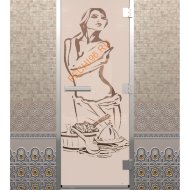 Дверь стеклянная DoorWood Хамам «Искушение» бронза матовая, 2000х800 мм