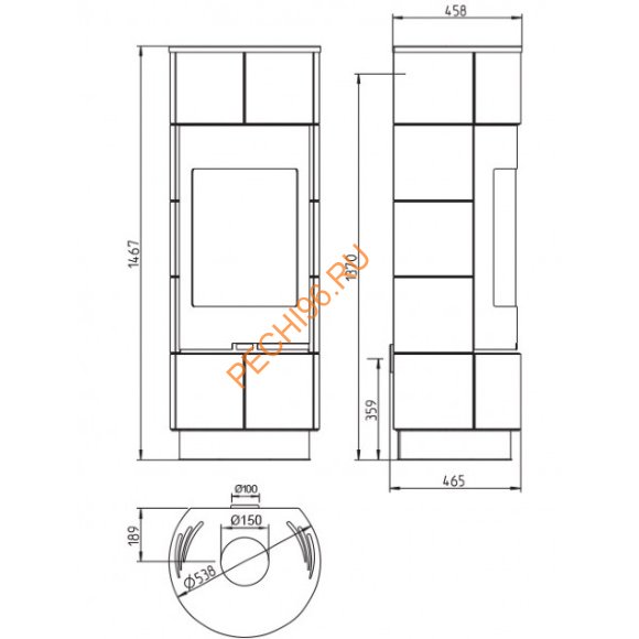 Керамическая печь-камин Thorma CADIZ черно-белая керамика