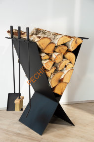 Дровница Fire&Wood EX, с каминными принадлежностями