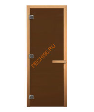 Дверь стеклянная «бронза матовая» коробка 1700х700 мм, осина