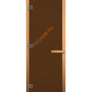 Дверь стеклянная «бронза матовая» коробка 1700х700 мм, осина