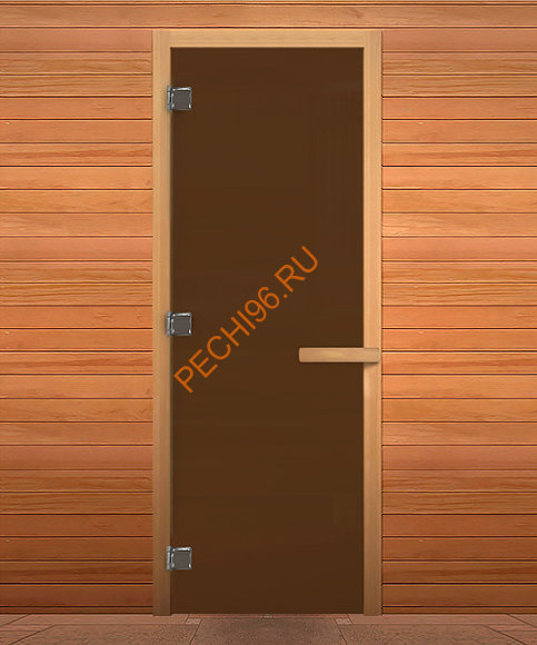 Дверь стеклянная «бронза матовая» коробка 1700х700 мм, осина