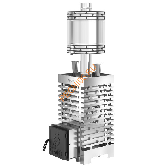 Печь банная ASTON 20 INOX с баком на трубе 50л, D115 (AISI 439) круглый