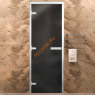 Дверь в хамам стеклянная Арта Стандарт Серая матовая, коробка алюминий