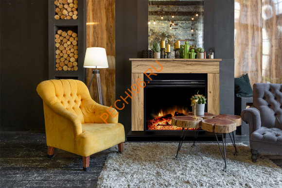 Электрокамин Royal Flame Bergen 23 Дуб галифакс с очагом Vision 23 EF LED 3D FX