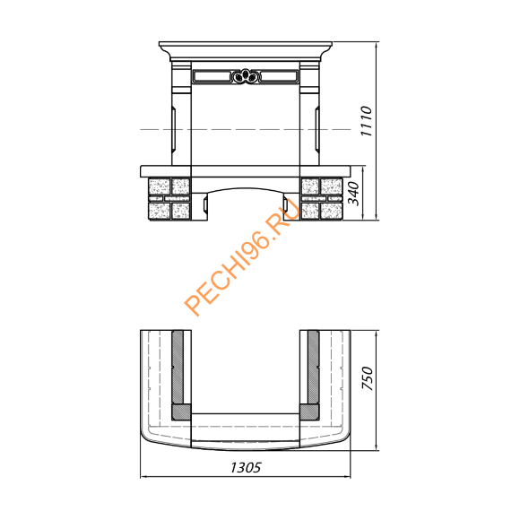 Облицовка для камина TALENCE SR с каменной балкой, пристенная