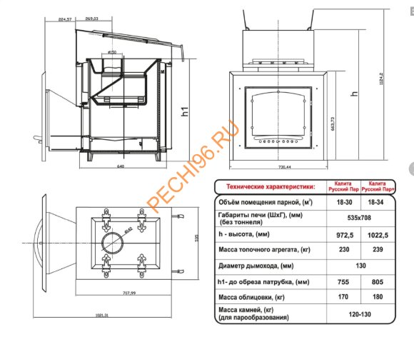 Печь банная нержавеющая сталь Калита Русский пар змеевик