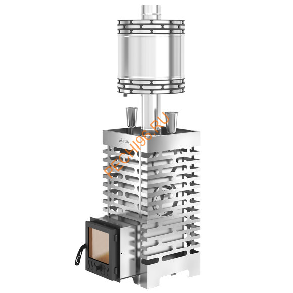 Печь банная ASTON 20С INOX с баком на трубе 50л, D115 (AISI 439) круглый