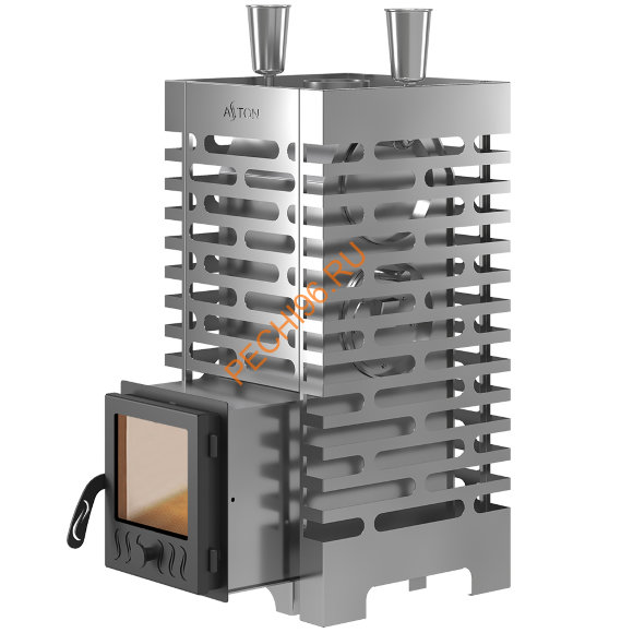 Печь банная ASTON 20С INOX с баком на трубе 50л, D115 (AISI 439) круглый