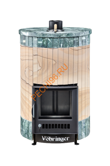 Печь банная Ферингер Уют 18 ПФ Окаменевшее дерево перенесенный рисунок+Змеевик