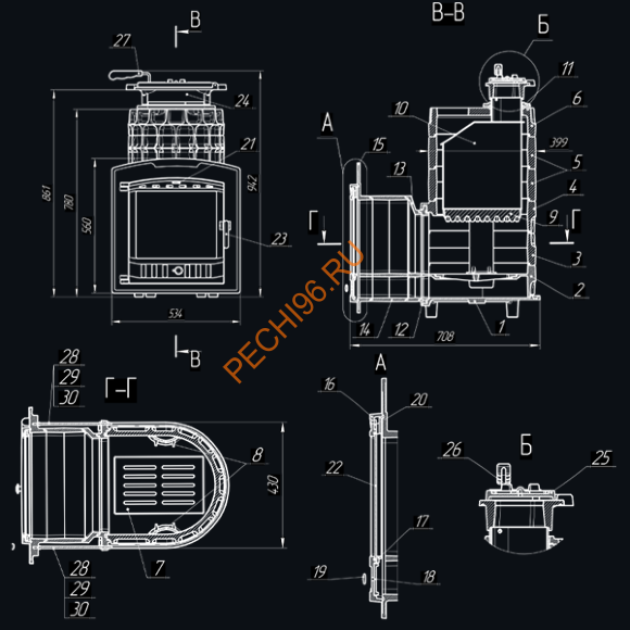 Печь банная Гефест AVANGARD ЗКН 25 (П2)
