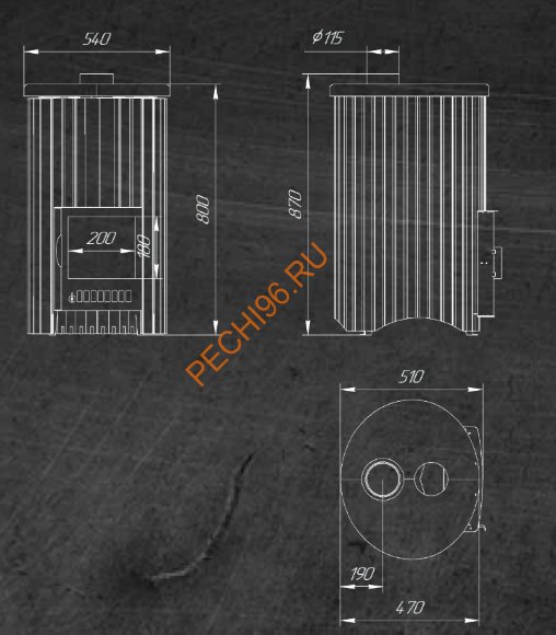 Печь банная Ферингер Уют 18 ПФ Окаменевшее дерево перенесённый рисунок