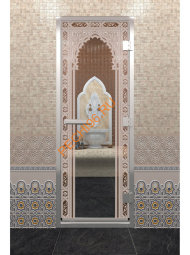 Дверь стеклянная DoorWood Хамам «Восточная арка» прозрачная, 1900х700 мм