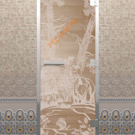 Дверь стеклянная DoorWood Хамам «Мишки» прозрачная, 1900х700 мм