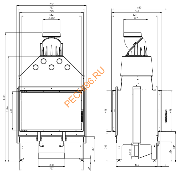 Каминная топка Hitze Ardente ARD68X43DSS Каминная топка Hitze Ardente ARD68X43DSS