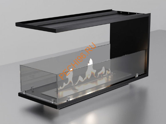 Торцевой биокамин 1400х500х300 мм, стекло тонированное Торцевой биокамин 1400х500х300 мм, стекло тонированное