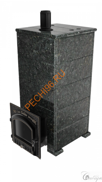 Печь банная Сибирь-премиум 40 (545х545), ТК 400 мм, ЗК, в облицовке Русский пар пироксенит