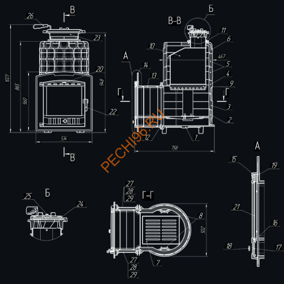 Печь банная Гефест AVANGARD ЗКН 35 (П2)