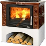 Печь-камин ABX Panonie белый цоколь стальная вставка