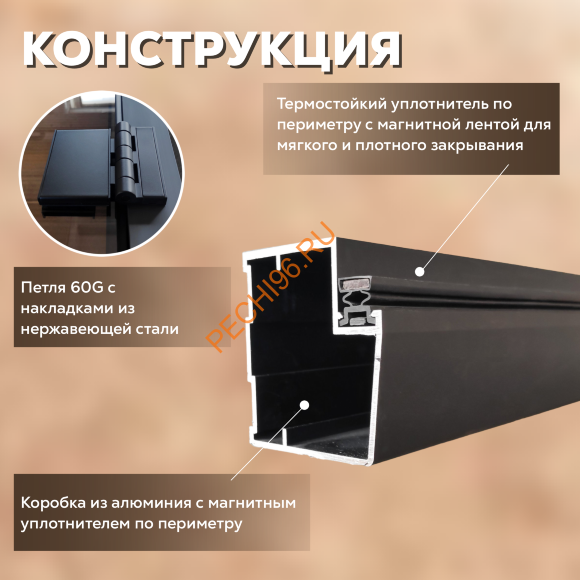 Дверь в хамам стеклянная Арта Престиж ГР Серая MATELUX, коробка черная алюминий с порогом