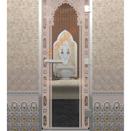 Дверь стеклянная DoorWood Хамам «Восточная арка» прозрачная, 2000х800 мм