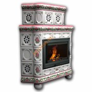 Печь-камин КимрПечь Медальон угловой двухъярусный Розы