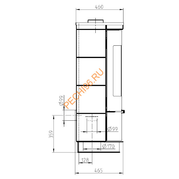 Керамическая печь-камин Thorma ANDORRA Ceramic Standard черная Керамическая печь-камин Thorma ANDORRA Ceramic Standard черная