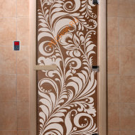 Дверь стеклянная DoorWood «Хохлома бронза», 2000х900 мм