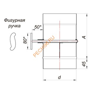 Задвижка ВУЛКАН VBR D115 мм, нерж 0.8, черная