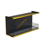 Биокамин фронтальный 1000х500х300 мм, стекло тонированное, рамка латунь