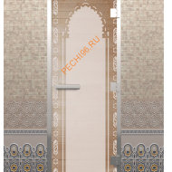Дверь стеклянная DoorWood Хамам «Восточная арка» сатин, 1900х700 мм