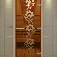 Дверь стеклянная ALDO NEW «Камелия» коробка бук с порогом