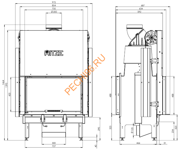 Каминная топка Hitze Ardente ARD68X43DGS Каминная топка Hitze Ardente ARD68X43DGS