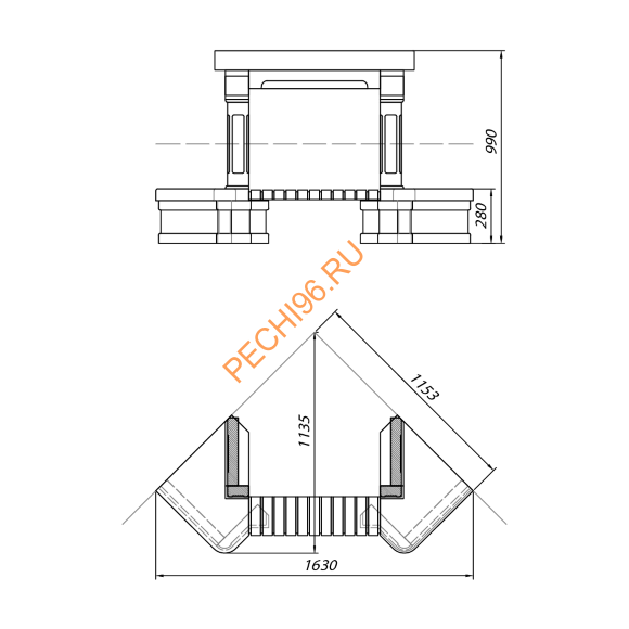 Облицовка для камина TANGO SR с деревянной балкой, угловая Облицовка для камина TANGO SR с деревянной балкой, угловая