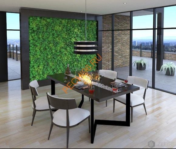 Биокамин ZeFire обеденный стол ISLAND