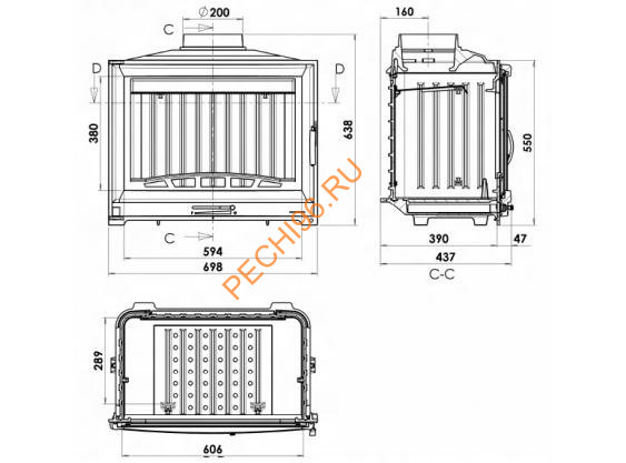 Каминная топка CHAZELLES SOLO D70 Каминная топка CHAZELLES SOLO D70
