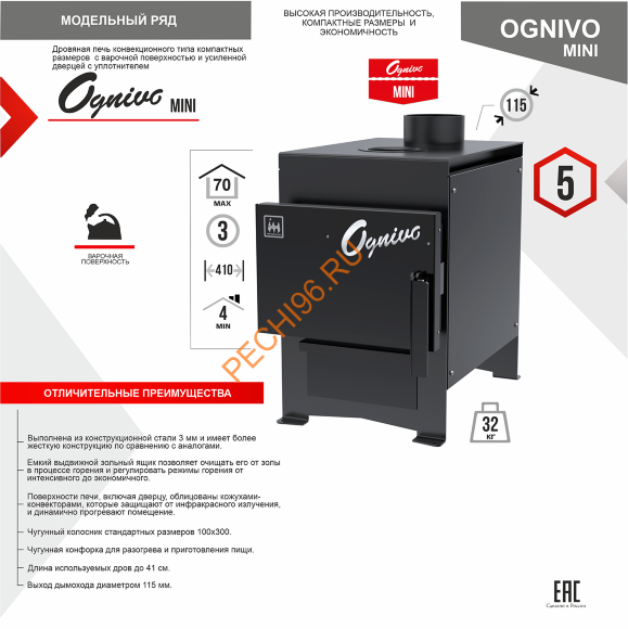 Печь отопительная Ognivo-Mini Печь отопительная Ognivo-Mini