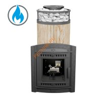 Печь банная Атмосфера XL Окаменевшее дерево ламель+сетка, с горелкой