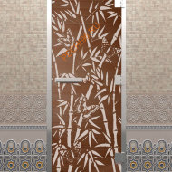 Дверь стеклянная DoorWood Хамам «Бамбук и бабочки» бронза, 1900х700 мм
