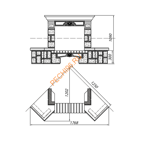 Облицовка для камина BOLERO SR с каменной балкой, угловая