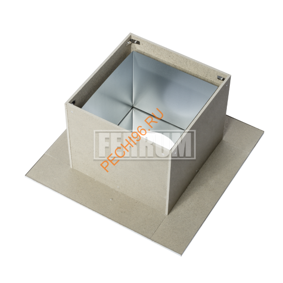 Разделка Феррум потолочная с минеритом (ППУ Н), нержавейка AISI 430-0,5 мм, 600*600мм, d 210 мм