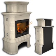 Печь-камин КимрПечь Прованс пристенный двухъярусный Ваниль с дровником
