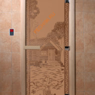 Дверь стеклянная DoorWood «Банька в лесу бронза матовая», 2100х800 мм