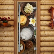 Дверь стеклянная DoorWood «Престиж», 800х2000мм, с фотопечатью «Спа салон»