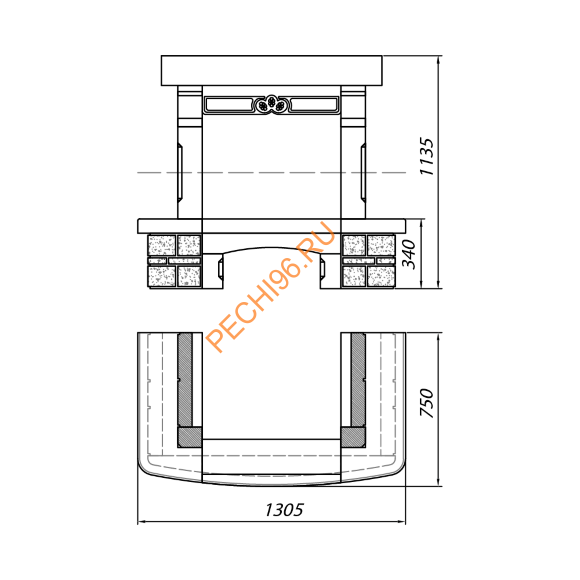 Облицовка для камина TALENCE SR с деревянной балкой, пристенная