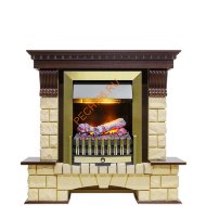 Электрокамин Dimplex Pierre Luxe с очагом Danville Antique Brass FB2 темный дуб/ шампань