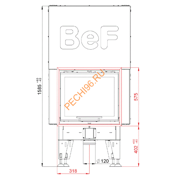 Каминная топка BeF V6 гильотина рамка черная Каминная топка BeF V6 гильотина рамка черная