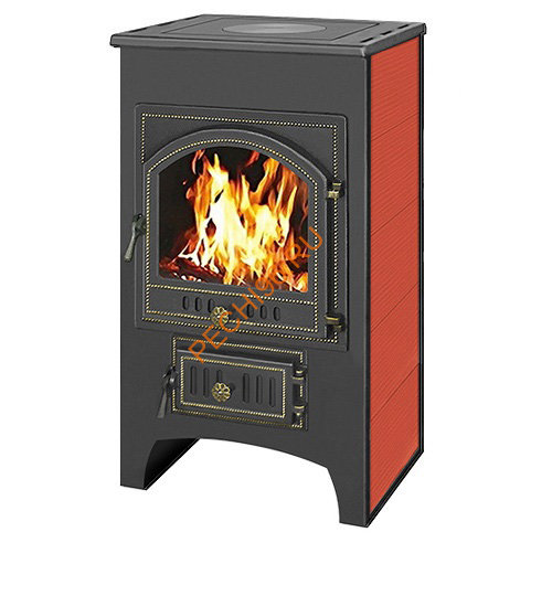 Печь-Камин Везувий ПК-02(205) 12 кВт красный с конфоркой