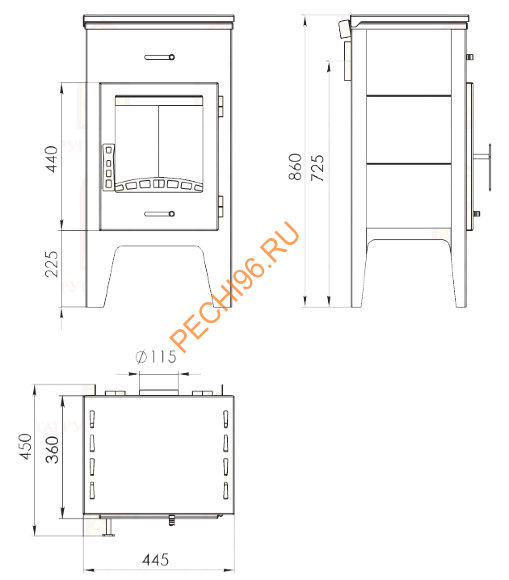 Печь-камин Мета Пехорка 6 с плитой Печь-камин Мета Пехорка 6 с плитой