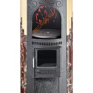 Печь отопительно-варочная Ферингер Лада ПФ Окаменевшее дерево перенесённый рисунок+Россо Леванте